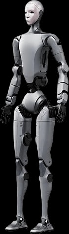 Humanoidni robot Unitree H2 stoje, studijski posnetek