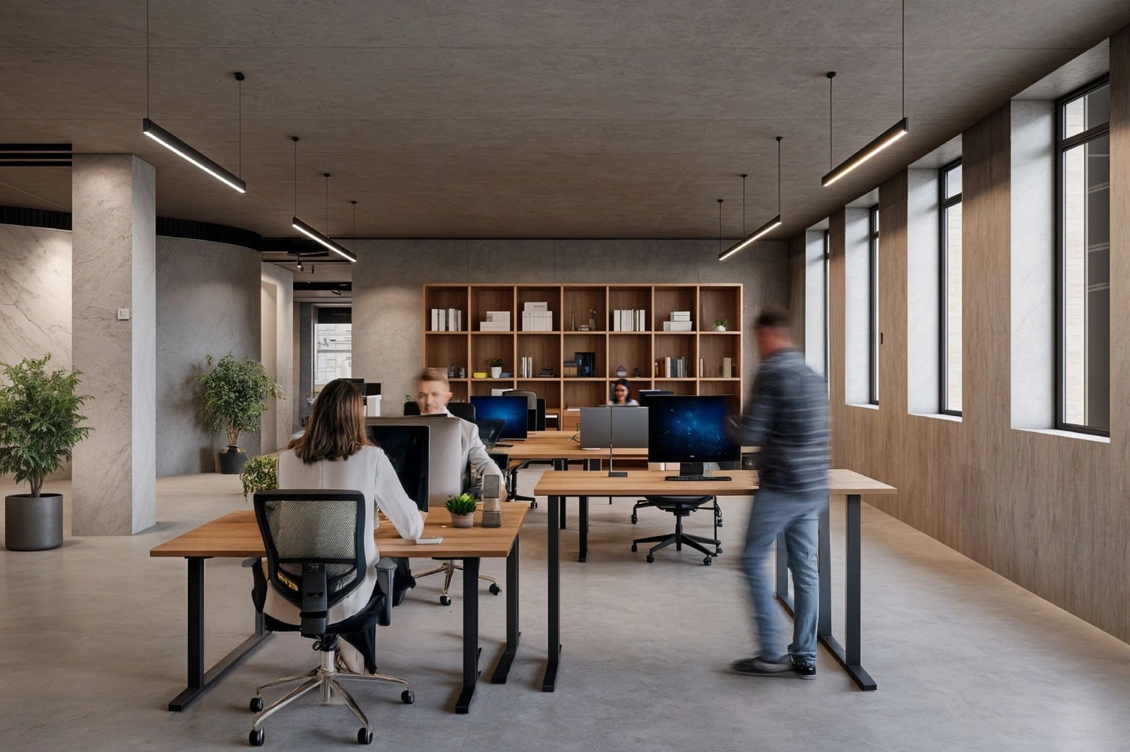 Render pisarniške etaže stavbe HIPROHUB