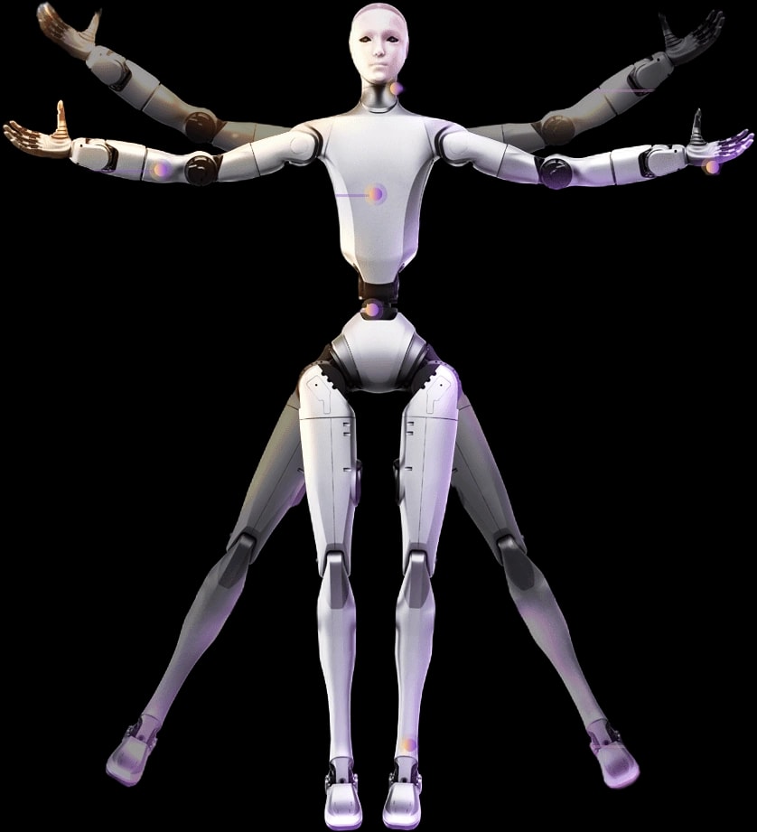 Humanoidni robot Unitree H2 stoje, studijski posnetek